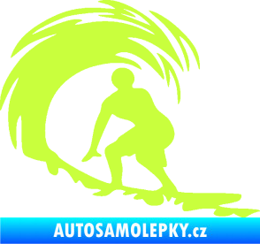Samolepka Surfař 005 levá velké vlny limetová