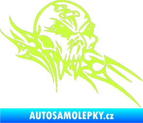 Samolepka Tribal skull pravá lebka limetová