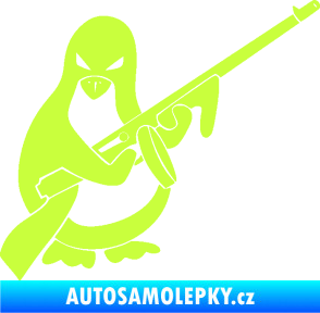 Samolepka Tučňák se samopalem pravá limetová