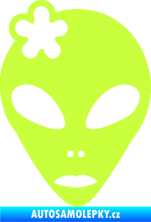 Samolepka UFO 009 slečna s kytičkou levá limetová