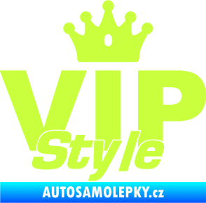 Samolepka VIP styl nápis s korunkou limetová