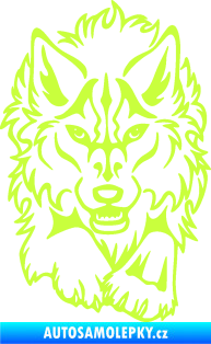 Samolepka Vlk 010 pravá běžící  limetová