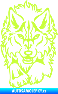 Samolepka Vlk 010 levá běžící  limetová
