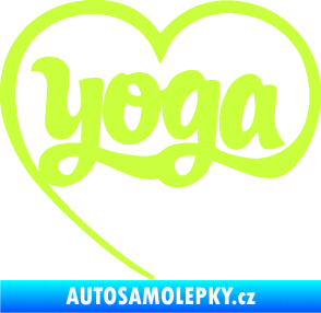 Samolepka Yoga nápis v srdíčku limetová