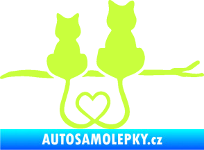Samolepka Zamilované kočky spojené ocásky pravá limetová