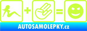 Samolepka Žena + shocker = šklebící se smajlík pravá limetová
