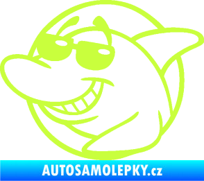Samolepka Žralok 018 levá cool s brýlemi limetová