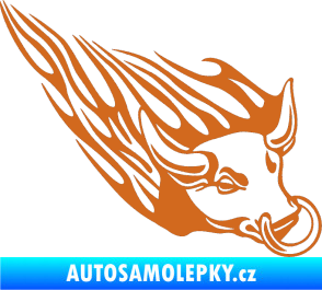 Samolepka Animal flames 010 pravá býk s kruhem oříšková