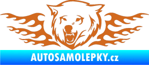 Samolepka Animal flames 034 levá  vlk oříšková