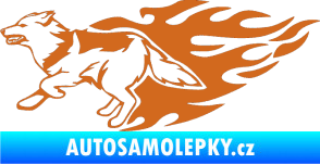 Samolepka Animal flames 090 levá vlk oříšková