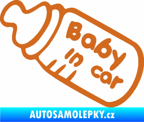 Samolepka Baby in car 001 lahvička na mlíčko oříšková