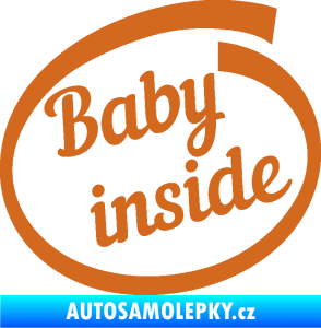 Samolepka Baby inside dítě v autě nápis oříšková