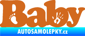 Samolepka Baby nápis otisk ručky a nožky oříšková