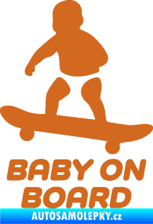 Samolepka Baby on board 008 levá skateboard oříšková