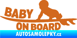 Samolepka Baby on board 010 levá surfing oříšková
