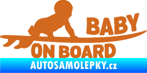 Samolepka Baby on board 010 pravá surfing oříšková