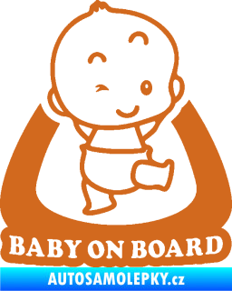 Samolepka Baby on board 011 pravá s nápisem oříšková