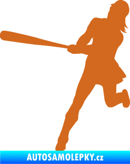 Samolepka Baseball 020 levá hráčka oříšková