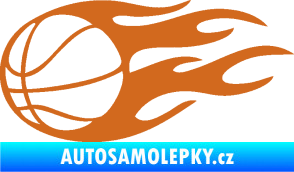 Samolepka Basketbalový míč 003 levá v plamenech  oříšková
