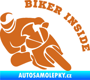 Samolepka Biker inside 002 levá motorkář oříšková