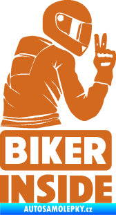 Samolepka Biker inside 003 pravá motorkář oříšková
