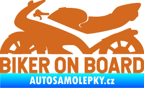 Samolepka Biker on board levá motorka oříšková