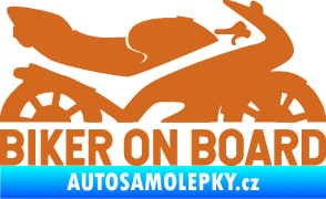 Samolepka Biker on board pravá motorka oříšková