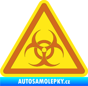 Samolepka Biohazard barevný trojúhelník oříšková