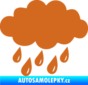 Samolepka Déšť 001 levá mrak a kapky oříšková