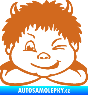 Samolepka Dítě v autě 055 levá kluk čertík oříšková