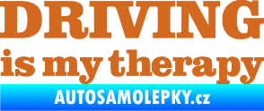 Samolepka Driving is my therapy nápis oříšková