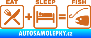 Samolepka Eat sleep fish oříšková