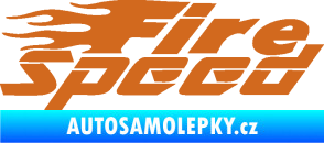 Samolepka Fire speed nápis s plameny oříšková