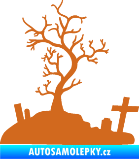 Samolepka Halloween 019 levá hřbitov oříšková