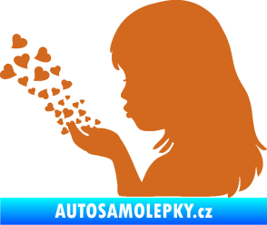 Samolepka Holčička se srdíčky levá oříšková
