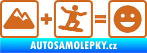 Samolepka Hory + snowboard = veselý smajlík oříšková