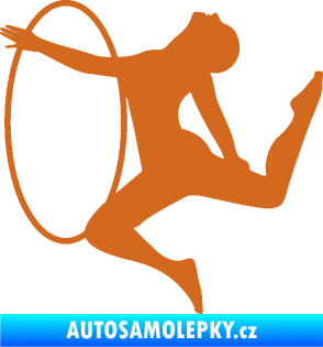 Samolepka Hula Hop 002 levá gymnastka s obručí oříšková