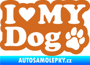 Samolepka I love my dog 002 oříšková