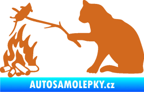 Samolepka Kočka s myší levá oříšková