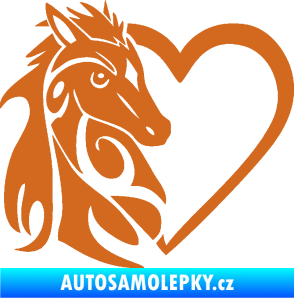 Samolepka Koník love 001 levá hříbátko v srdíčku oříšková