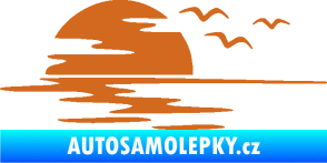 Samolepka Krajina moře 003 levá západ slunce odraz na hladině oříšková