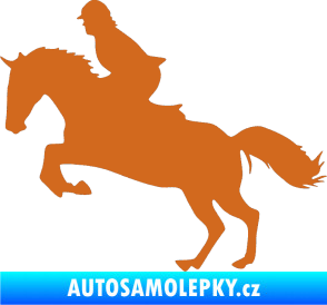 Samolepka Kůň 014 levá skok s jezdcem oříšková