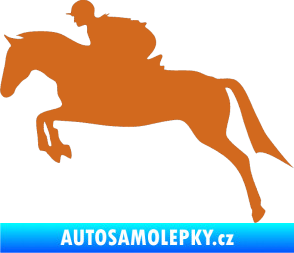 Samolepka Kůň 020 levá skok s jezdcem oříšková