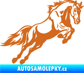 Samolepka Kůň 050 pravá ve skoku oříšková