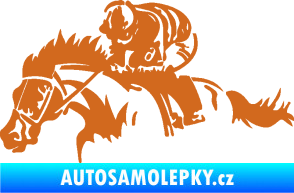 Samolepka Kůň 075 levá závod s jezdcem, dostihy oříšková