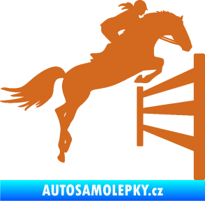 Samolepka Kůň 080 pravá skok přes překážku oříšková