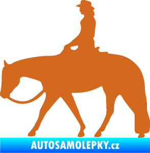 Samolepka Kůň 082 levá kovbojka na koni oříšková