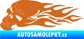 Samolepka Lebka 050 levá v plamenech oříšková