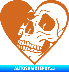 Samolepka Lebka 062 levá v srdíčku oříšková