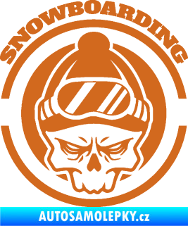 Samolepka Lebka snowboarding oříšková